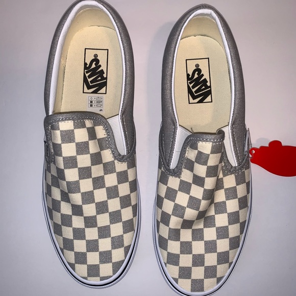 NWB Vans Classic Slip-On Checkerboard Silver - Picture 4 of 11
